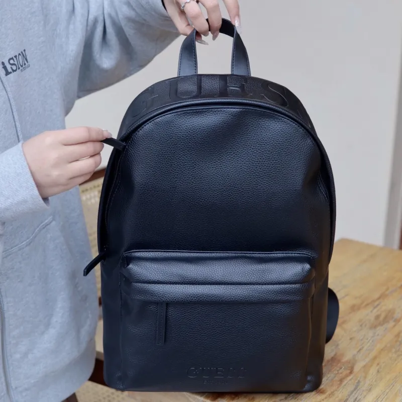 GUESS Synthetic Leather Large Capacity Leather Backpack Travel Backpack Computer Backpacks Regular Unisex Black-5