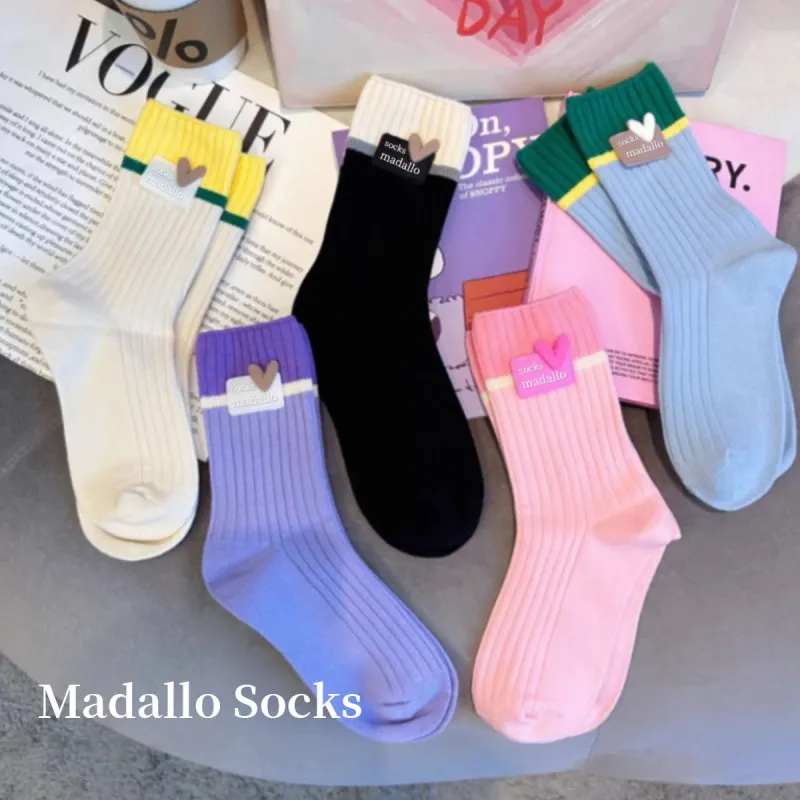 MADALLO Mid Calf Socks Women's 4 Pack Candy-1