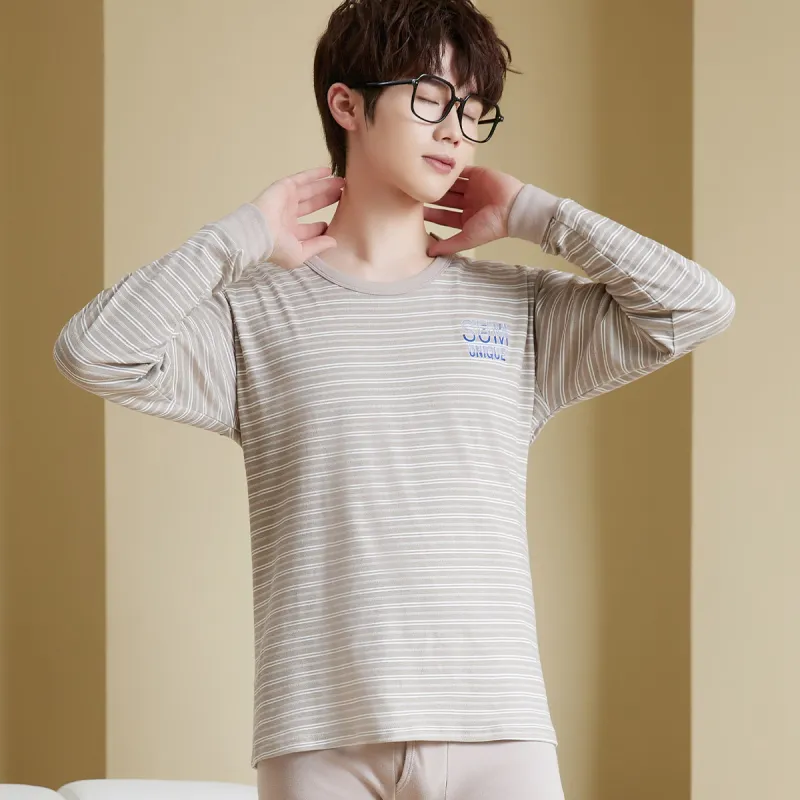 MADALLO Thermal Set Men's Coffee Stripes-5