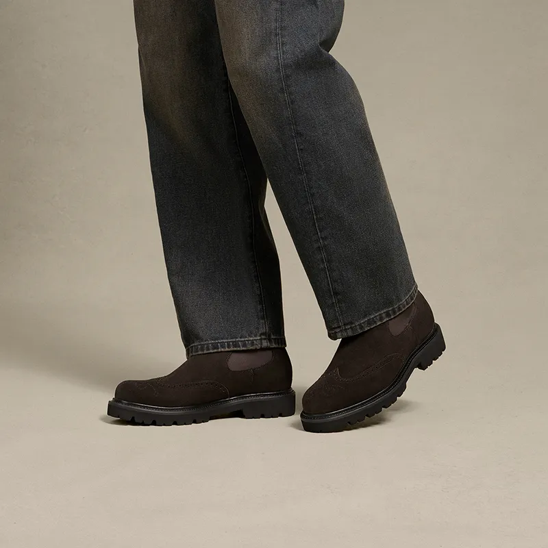 THOM WILLS Short Chelsea Boots Men's Dark Coffee-5