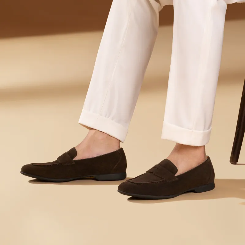THOM WILLS Suede Slip on Loafers Men's Dark Coffee-7