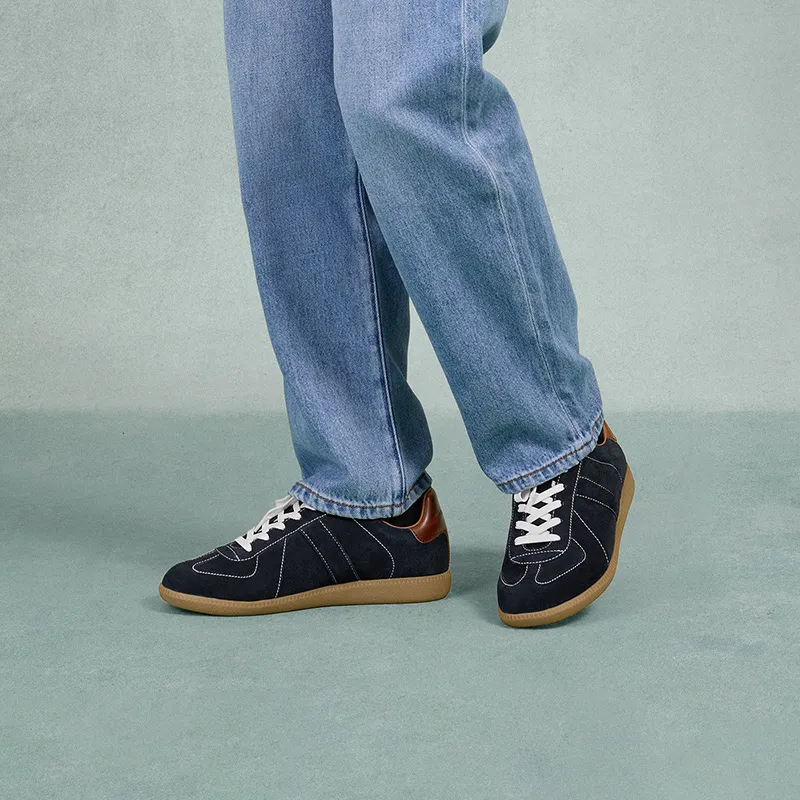 THOM WILLS Skateboard Shoes Men Low Top Navy Blue-6
