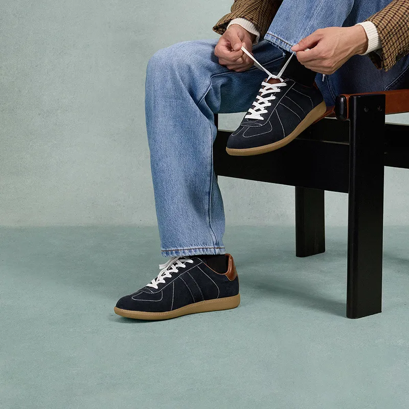 THOM WILLS Skateboard Shoes Men Low Top Navy Blue-5