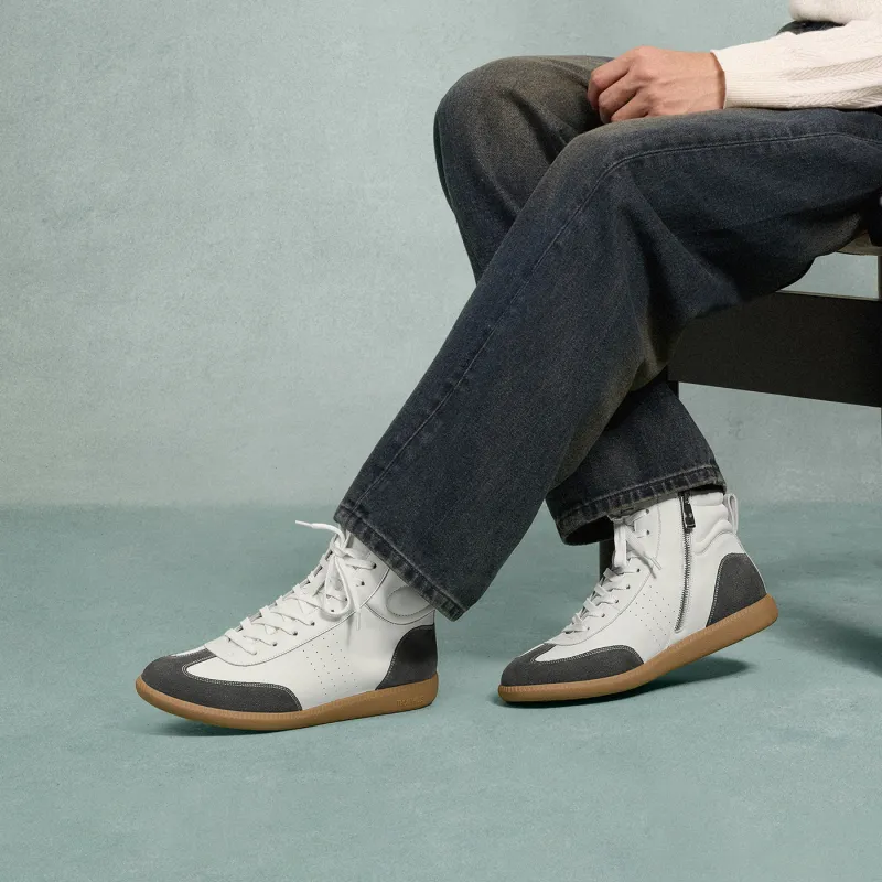 THOM WILLS Classic German Army Trainers High Top Skateboard Shoes Men's Dark Gray White-6
