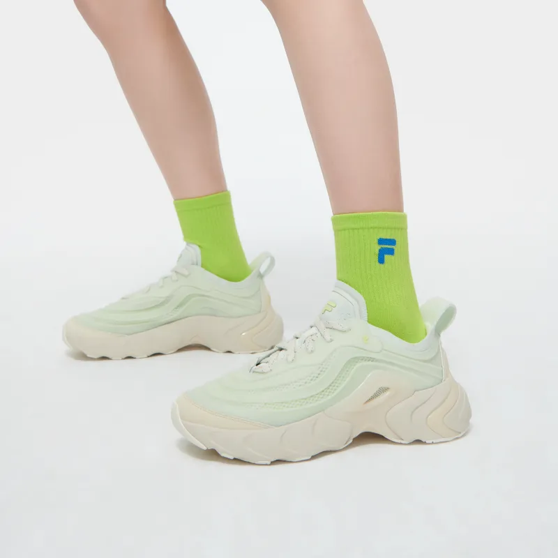 FILA FUSION Ray 4 Anti-Slip Wear-Resistant Low-Top Casual Shoes Women's White Green-7