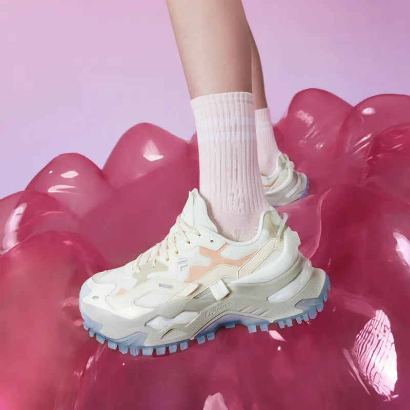 FILA FUSION BIANCO Slip Resistant And Breathable Low Top Casual Shoes Women's White Pink-6