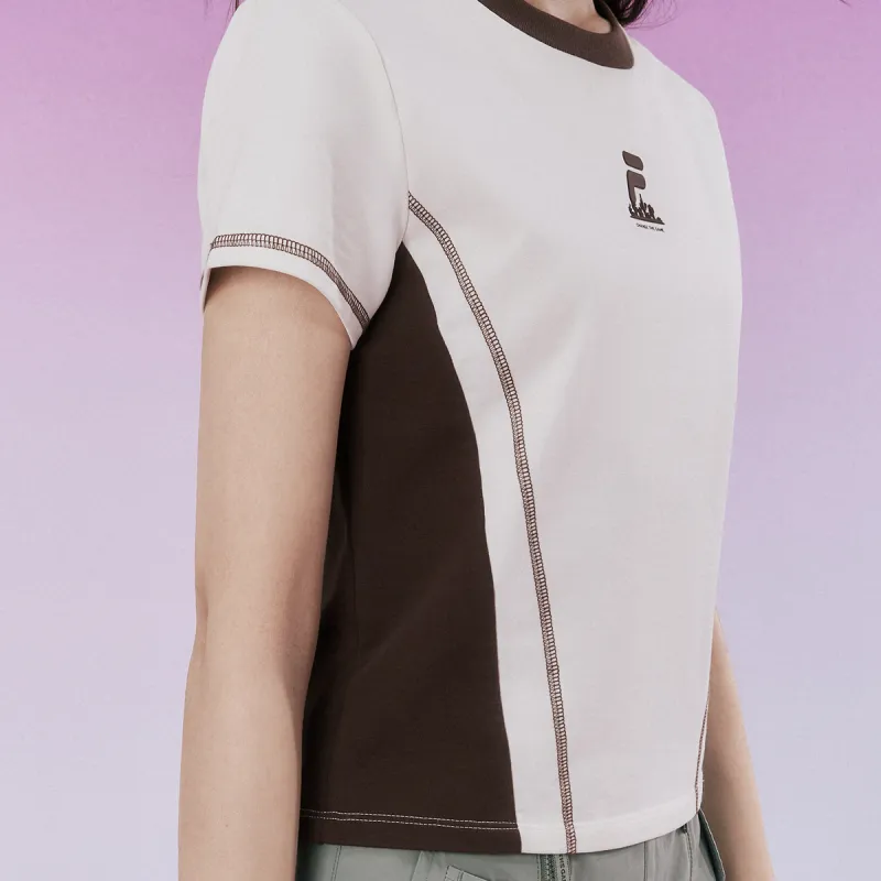 FILA FUSION Set in Sleeve T Shirt Women's Pasture Jun White-7