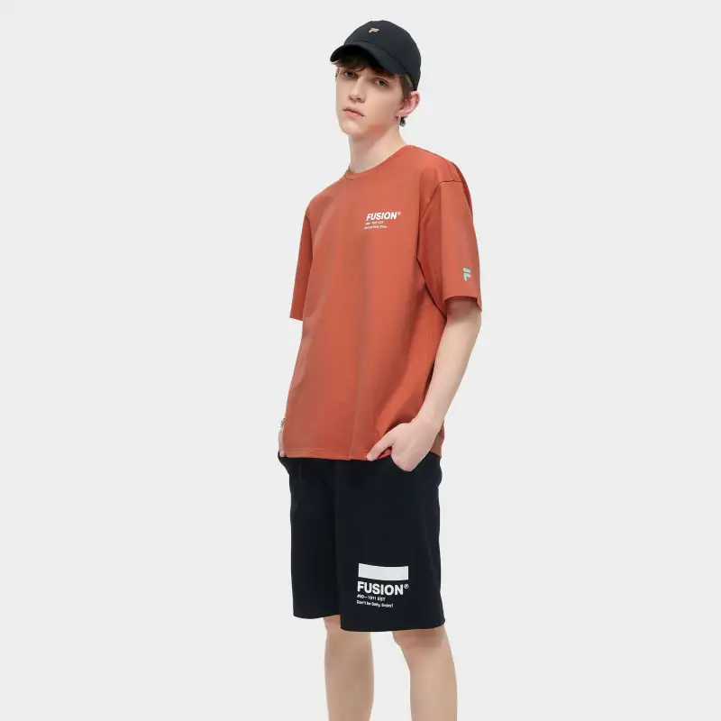 FILA FUSION Set in Sleeve T Shirt Unisex Labyrinthine Orange-3
