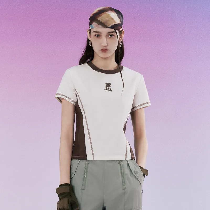 FILA FUSION Set in Sleeve T Shirt Women's Pasture Jun White-2