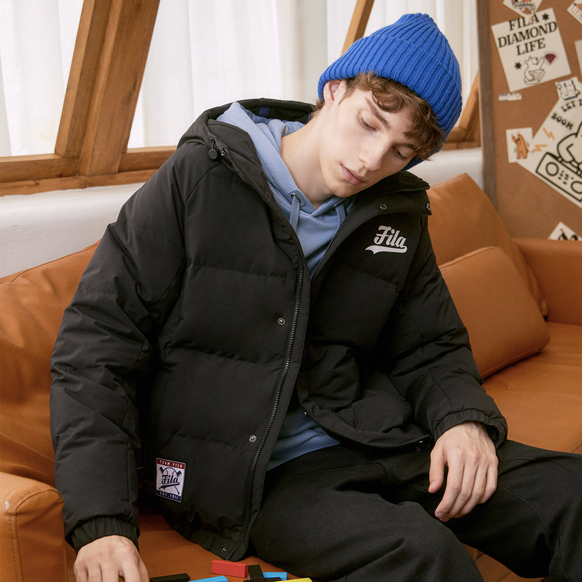 FILA FUSION ジャケット ブルゾン ダウン FILA FUSION QR Down Jackets Men Jet Black - POIZON