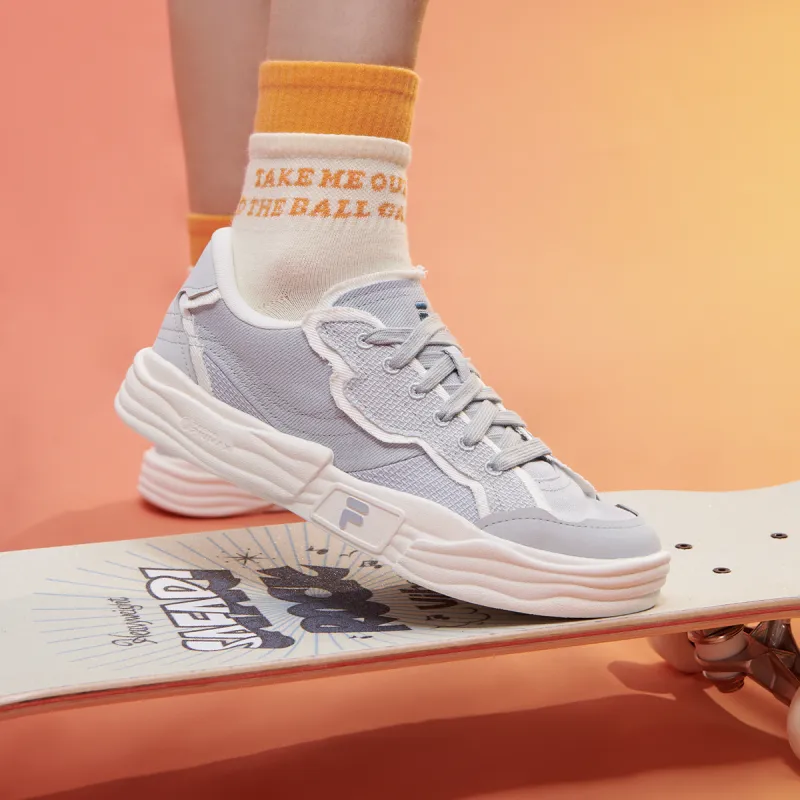 FILA FUSION POP 2 Slip Resistant Low Top Skateboard Shoes Women's Daybreak Gray-7