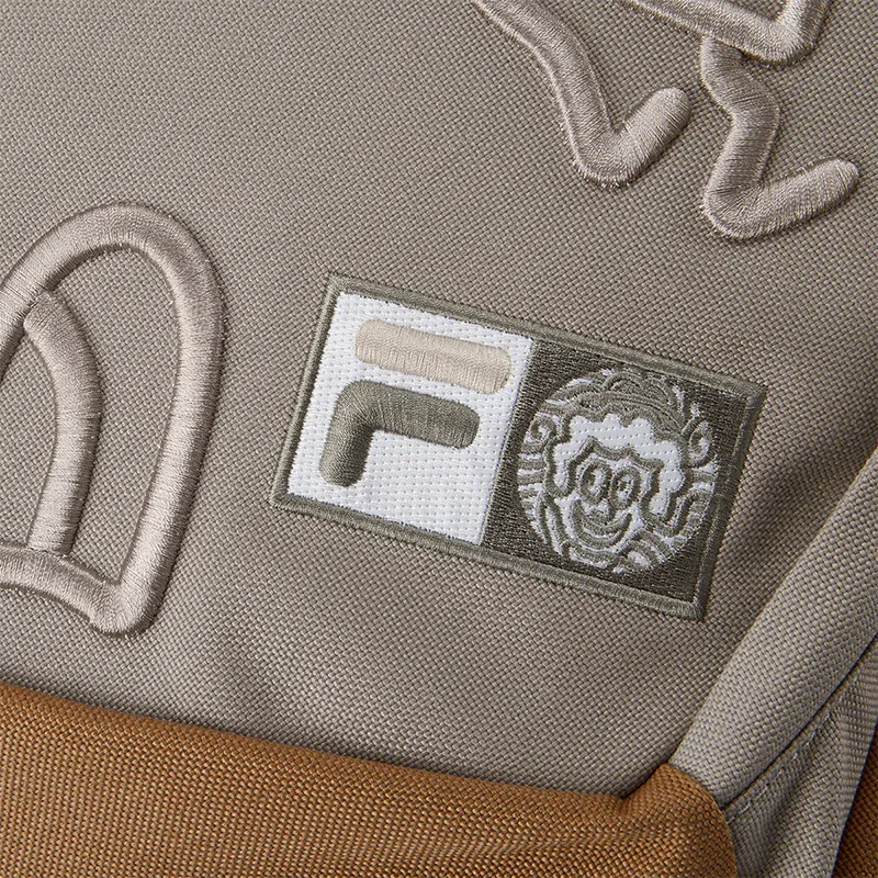 FILA FUSION MR.DOODLE Collaboration Fabric Backpack Extra Small Unisex Gray Brown Khaki-4