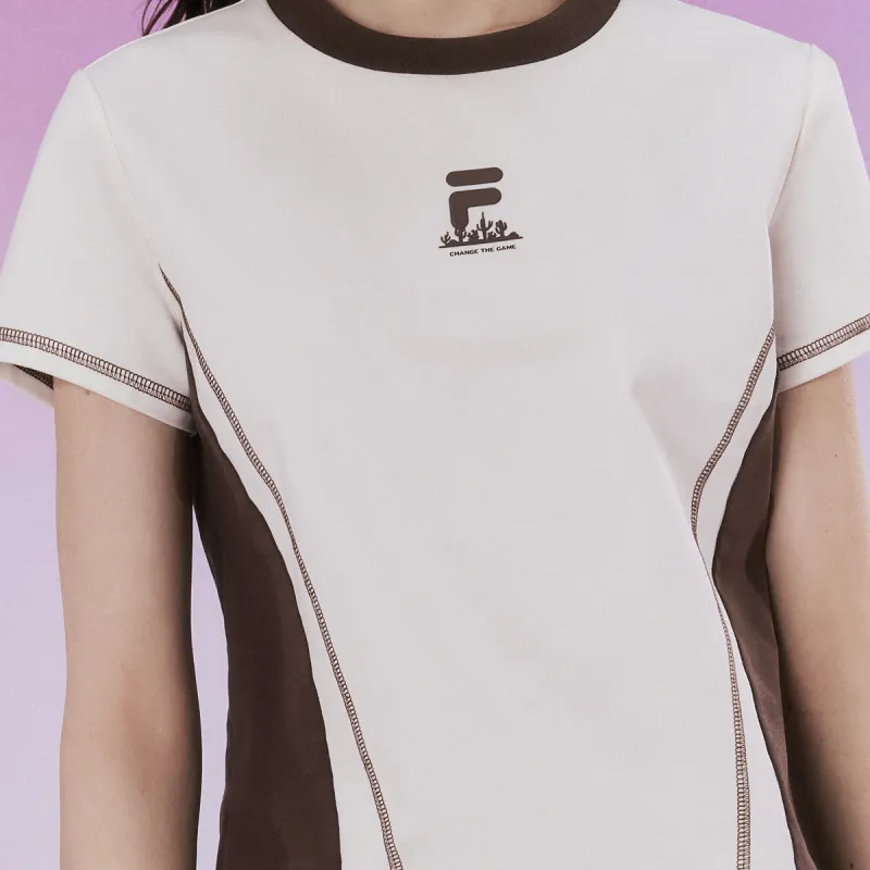FILA FUSION Set in Sleeve T Shirt Women's Pasture Jun White-5
