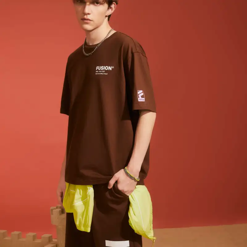 FILA FUSION T Shirt Unisex Dried Milk Umber-3