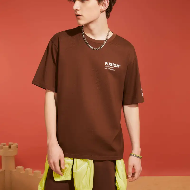 FILA FUSION T Shirt Unisex Dried Milk Umber-4