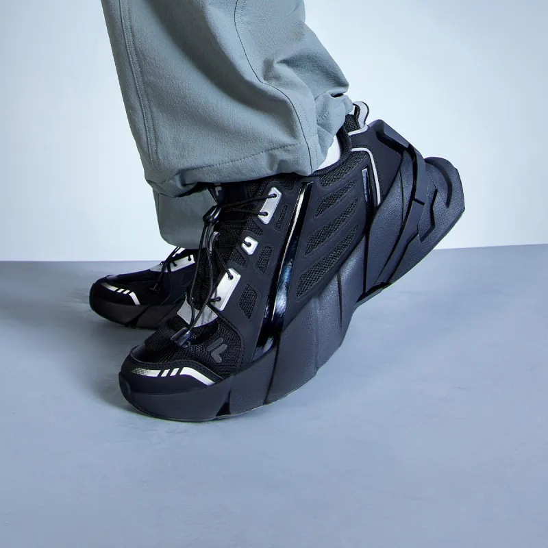 FILA FUSION TI-22 Slip-Resistant Low-Top Casual Shoes Men's Black Silver-3
