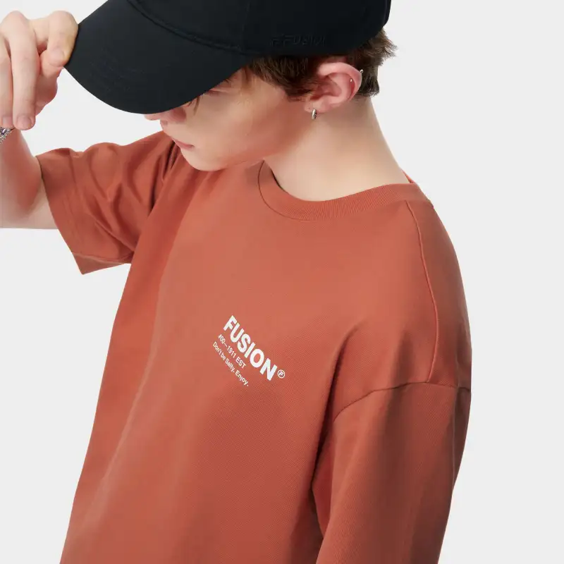 FILA FUSION Set in Sleeve T Shirt Unisex Labyrinthine Orange-5