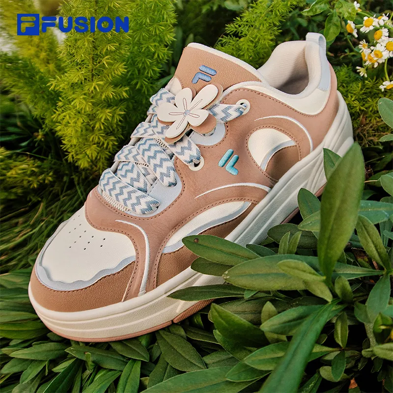 FILA FUSION WINDROUND Anti-Slip Wear-Resistant Low-Top Skateboard Shoes Women's Tawny-5