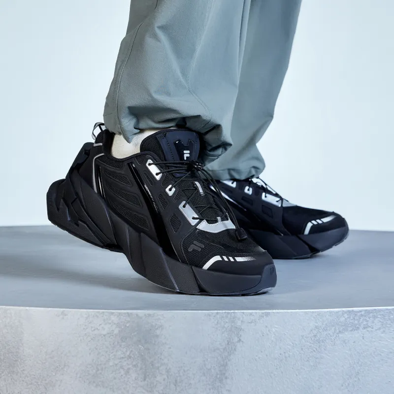 FILA FUSION TI-22 Slip-Resistant Low-Top Casual Shoes Men's Black Silver-4