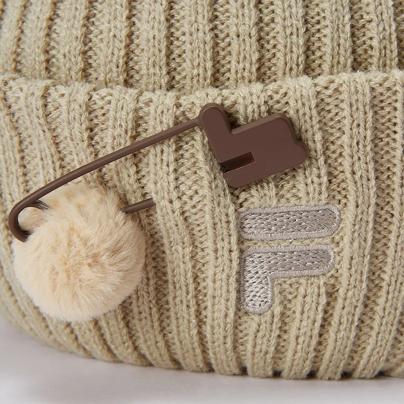 FILA FUSION Acrylic Beanies Unisex Light Brown Gray-4