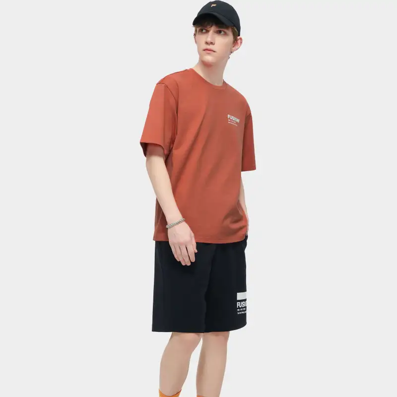 FILA FUSION Set in Sleeve T Shirt Unisex Labyrinthine Orange-4