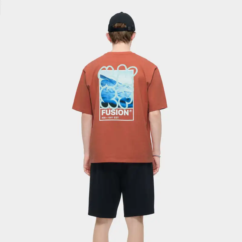 FILA FUSION Set in Sleeve T Shirt Unisex Labyrinthine Orange-6