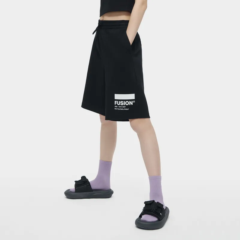 FILA FUSION PANTONE Collaboration Series Casual Shorts Unisex Black-8