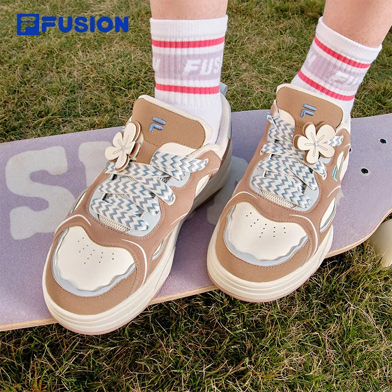 FILA FUSION WINDROUND Anti-Slip Wear-Resistant Low-Top Skateboard Shoes Women's Tawny-6