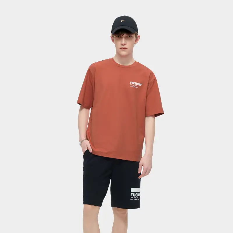 FILA FUSION Set in Sleeve T Shirt Unisex Labyrinthine Orange-2