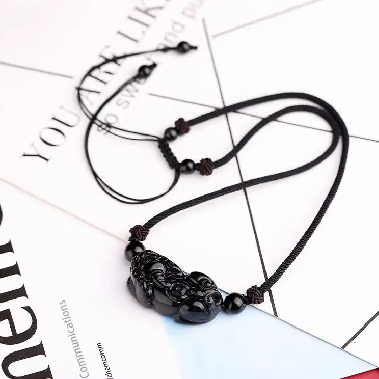 Qing Yi Obsidian Necklaces Unisex-2