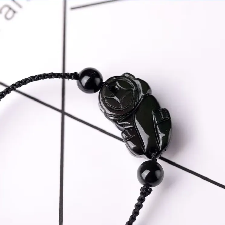 Qing Yi Obsidian Necklaces Unisex-4