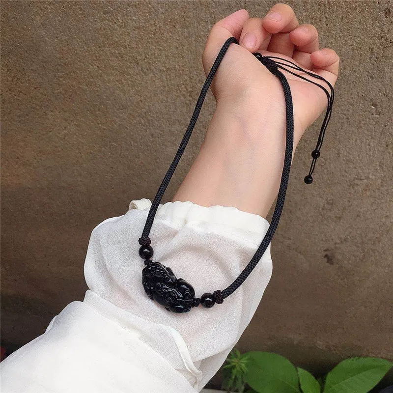 Qing Yi Obsidian Necklaces Unisex-3
