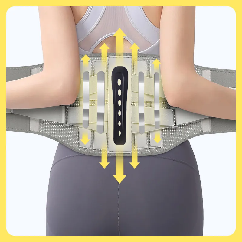 PEAK Back Support Braces Fitness Breathable, Protective, Rehabilitation, Compression Gray Polyester Unisex-5