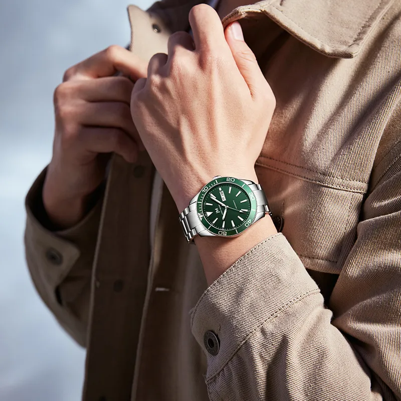JONNY MOORE Mechanical Movement Watch Men's Watches Green Dial J1633D-3-1
