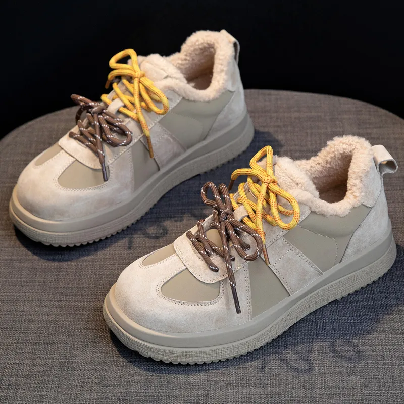 MEIZUSHENGHUI Anti Slip Wear Resistant Lightweight Warm Low Top Casual Shoes Women's-2