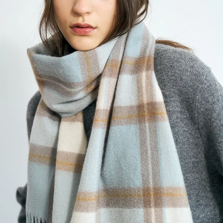 LOST PATTERN Cashmere Knit Scarves Women's Light Blue-1
