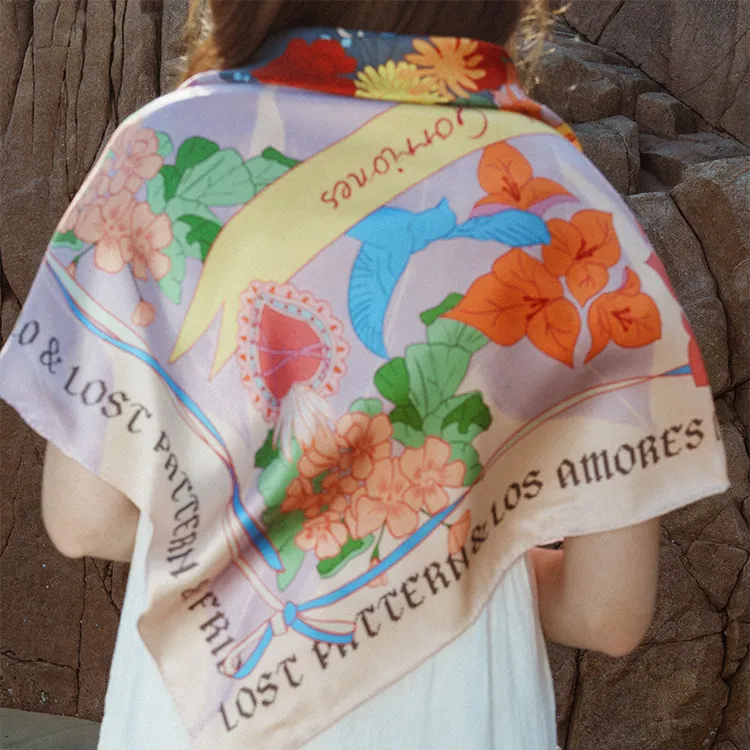 LOST PATTERN Mulberry Silk Scarves Women's-2