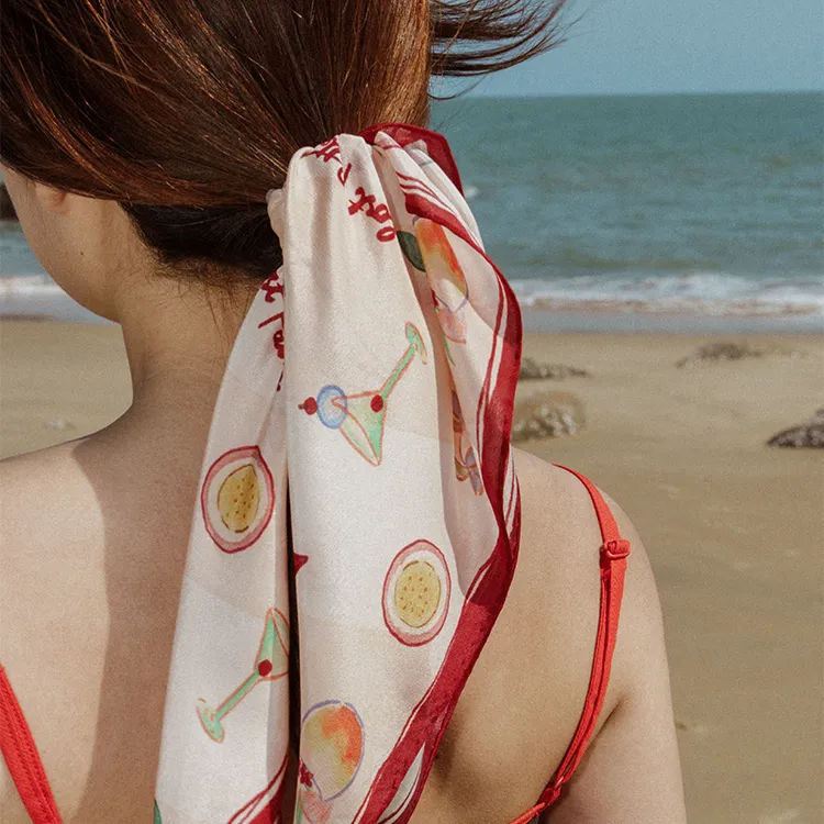 LOST PATTERN Silk Scarves Women's-1