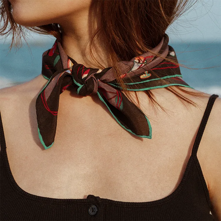 LOST PATTERN Silk Scarves Women's-7