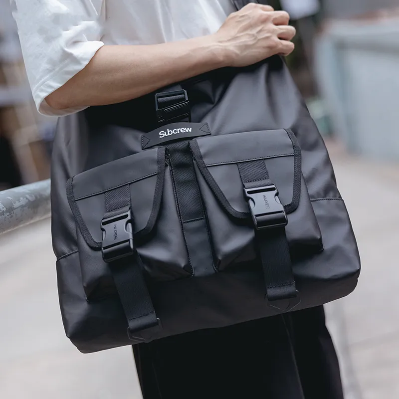 Subcrew Polyester Portable Crossbody Bag, Shoulder Bag Unisex Black-3