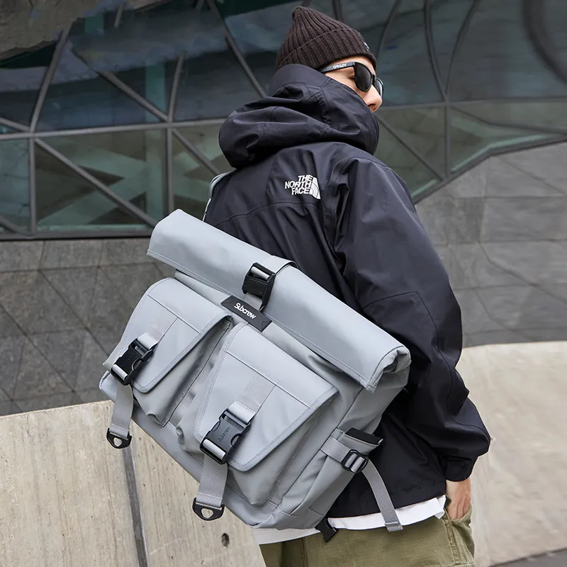 Subcrew Polyester Laptop Bag Messenger Bag Shoulder Bag Crossbody Bag Large Size Unisex Black-3