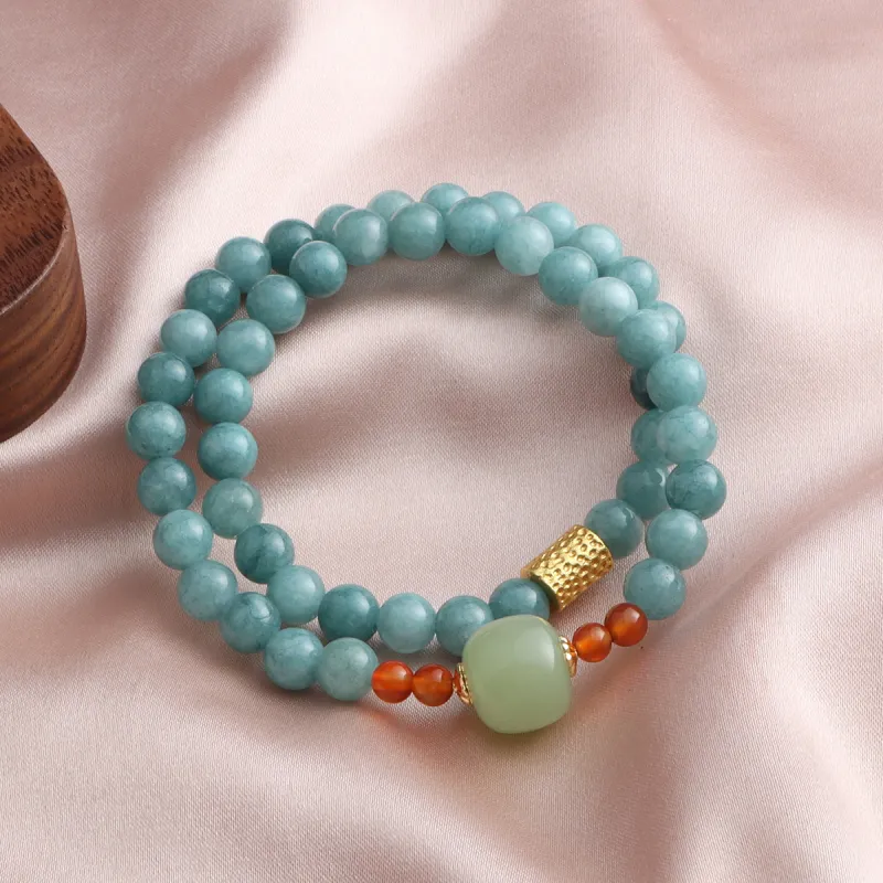 PIARA Synthetic Blue Jade Bracelets Unisex-1