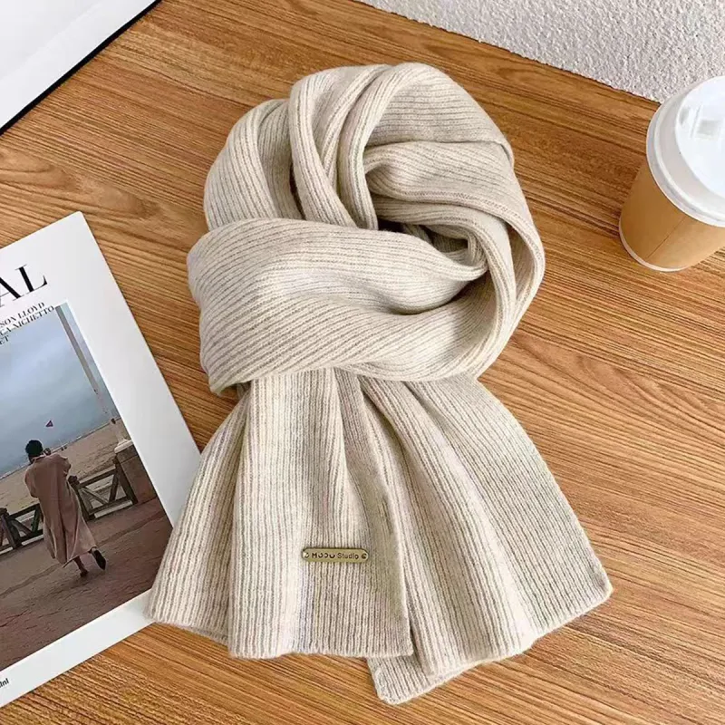PIARA Polyester Knit Scarves Unisex Black/Beige/Burgundy-8