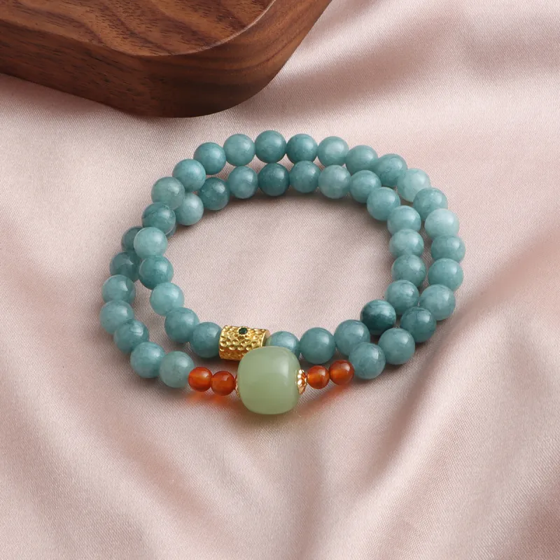 PIARA Synthetic Blue Jade Bracelets Unisex-5