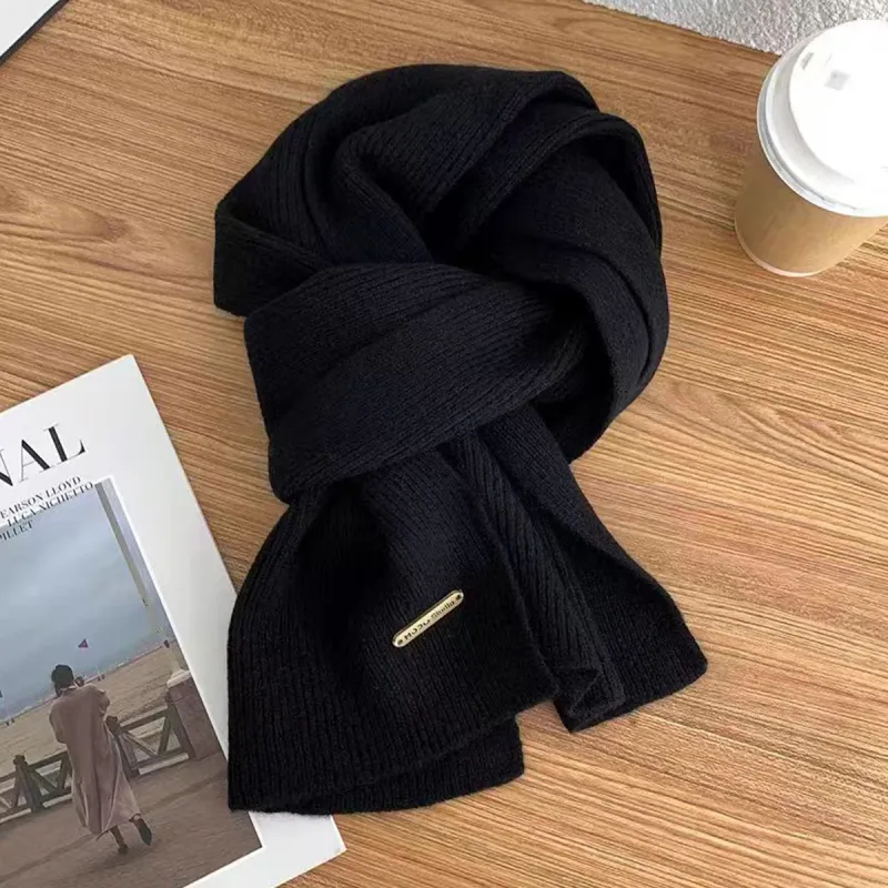 PIARA Polyester Knit Scarves Unisex Black/Beige/Burgundy-4