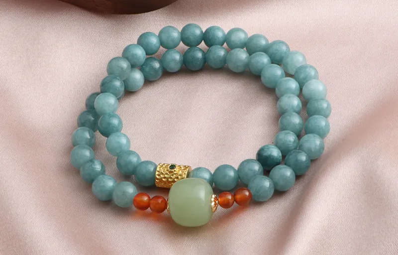 PIARA Synthetic Blue Jade Bracelets Unisex-7
