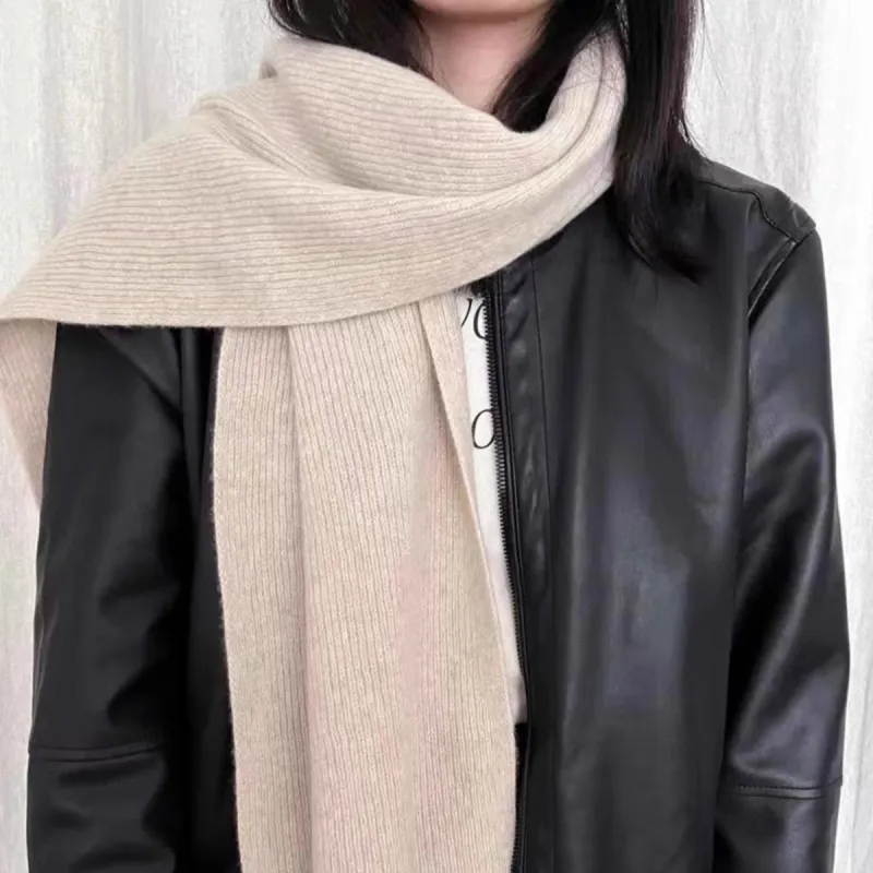 PIARA Polyester Knit Scarves Unisex Black/Beige/Burgundy-6