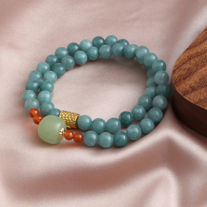 PIARA Synthetic Blue Jade Bracelets Unisex-4