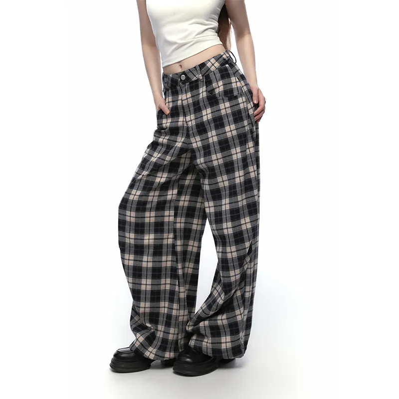 KODAKBLACK/KBLC Casual Pants Unisex Navy Blue Plaid-4