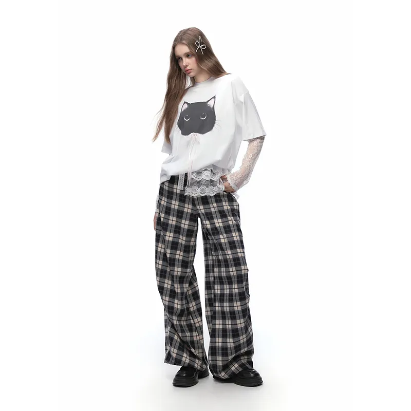 KODAKBLACK/KBLC Casual Pants Unisex Navy Blue Plaid-5